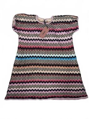 Missoni Girls Size 10 Metallic Zigzag Knit Dress NWT Made in Italy